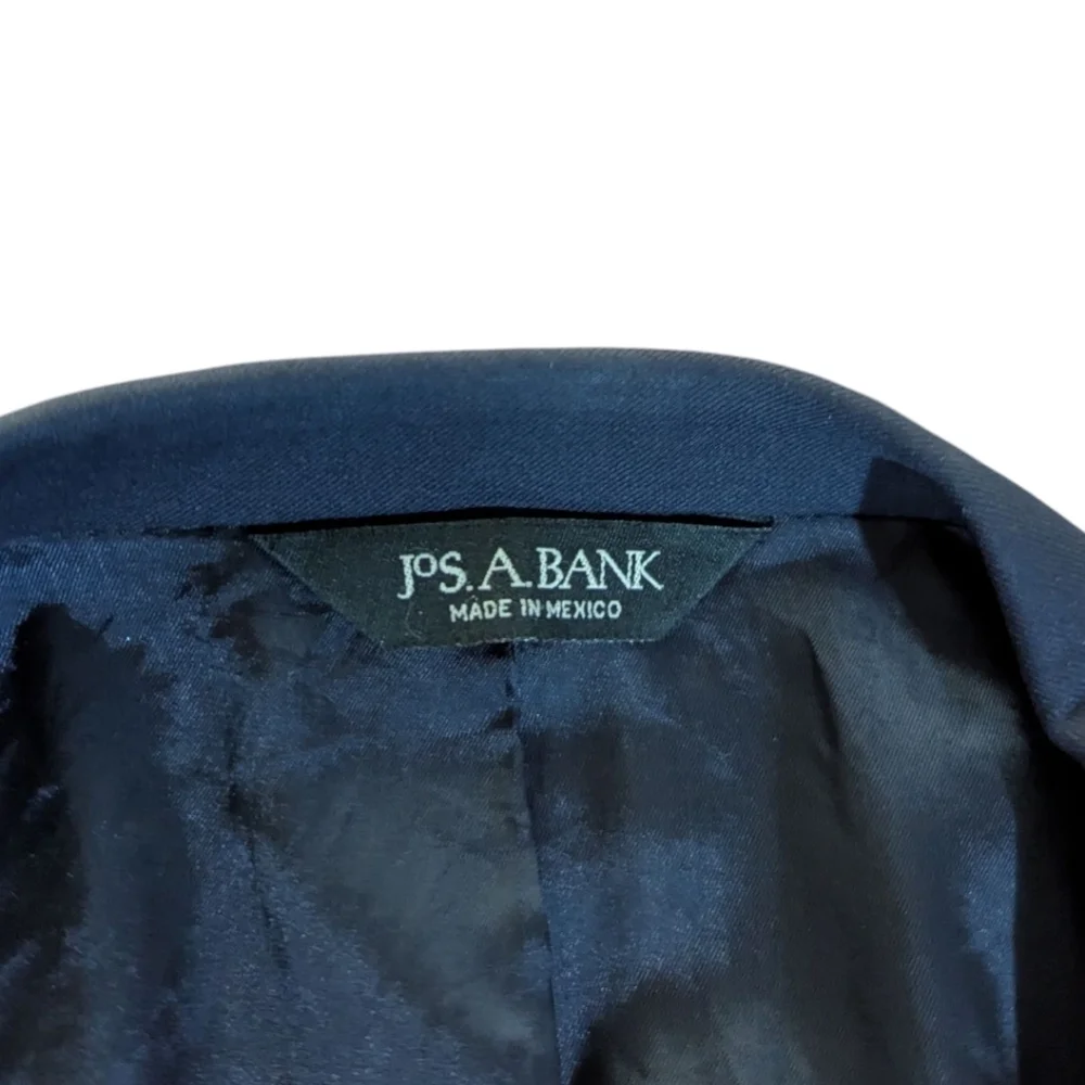 Jos A Bank Classic Navy Wool Blazer Gold Buttons Preppy Business Casual Sz 46L